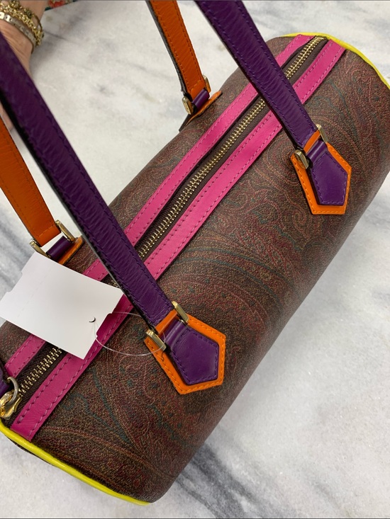 Etro Milano Handbags - Multicolor Paisley Mini Cylinder Bag with Purple, Pink & Orange Accents